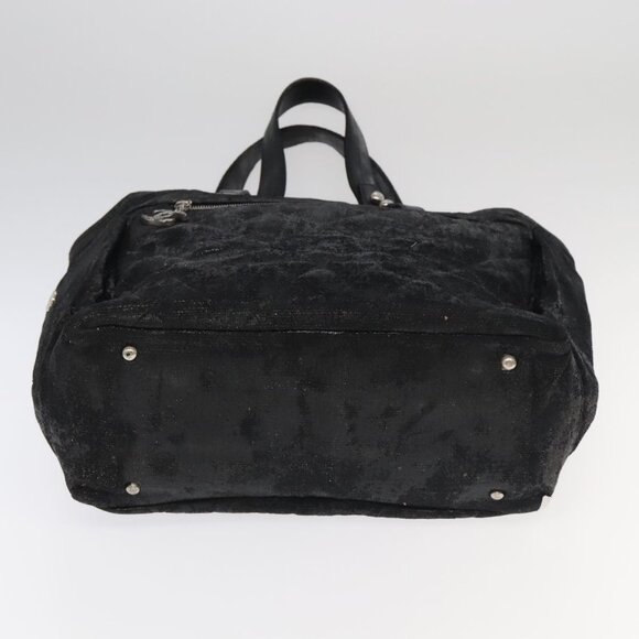 CHANEL Paris Biarritz MM Tote Bag Coated Canvas Black Silver CC Auth bs19293 - Picture 7 of 16